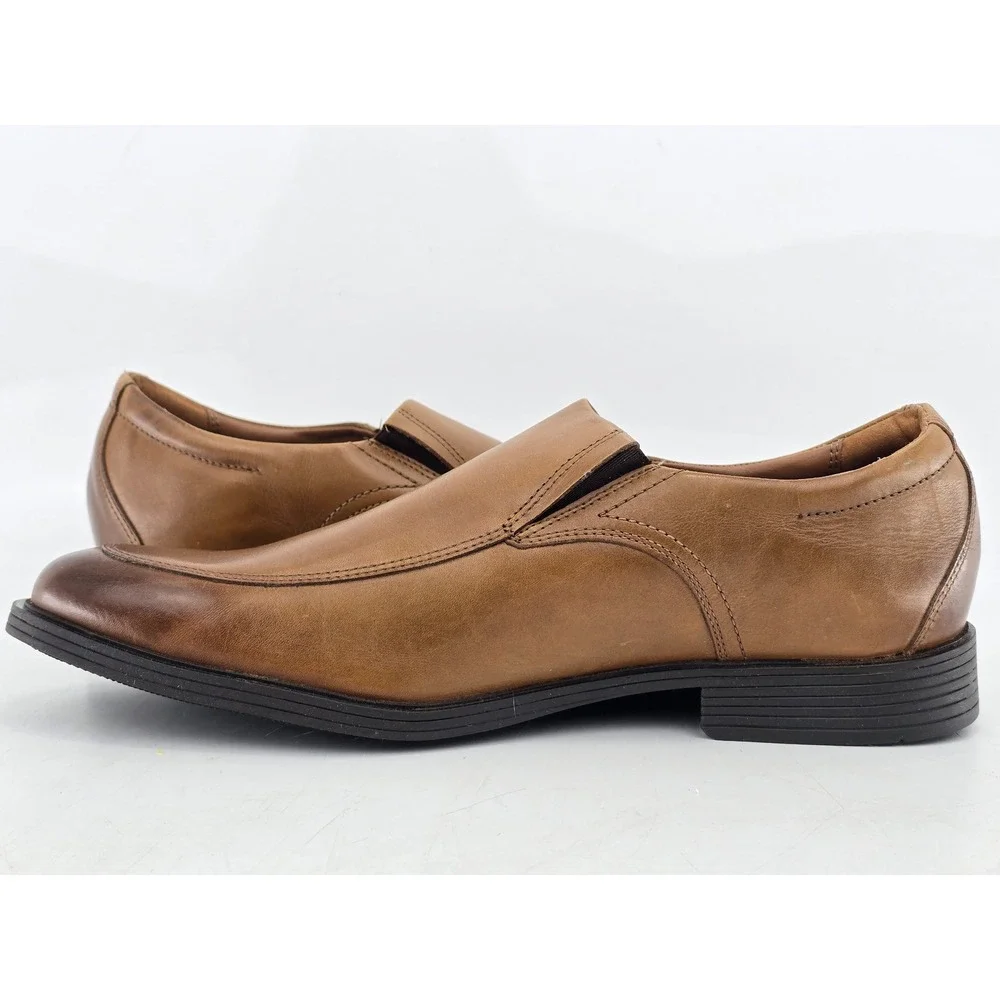 Clarks Whiddon Step Mens Size 13 Tan Leather Slip On Loafers -Excellent